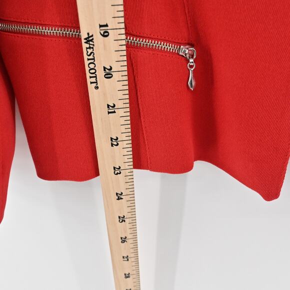Vtg EMANUEL UNGARO Jacket Womens Size 8 Petite Solid Red Full Zip Blazer Classic - Picture 11 of 14